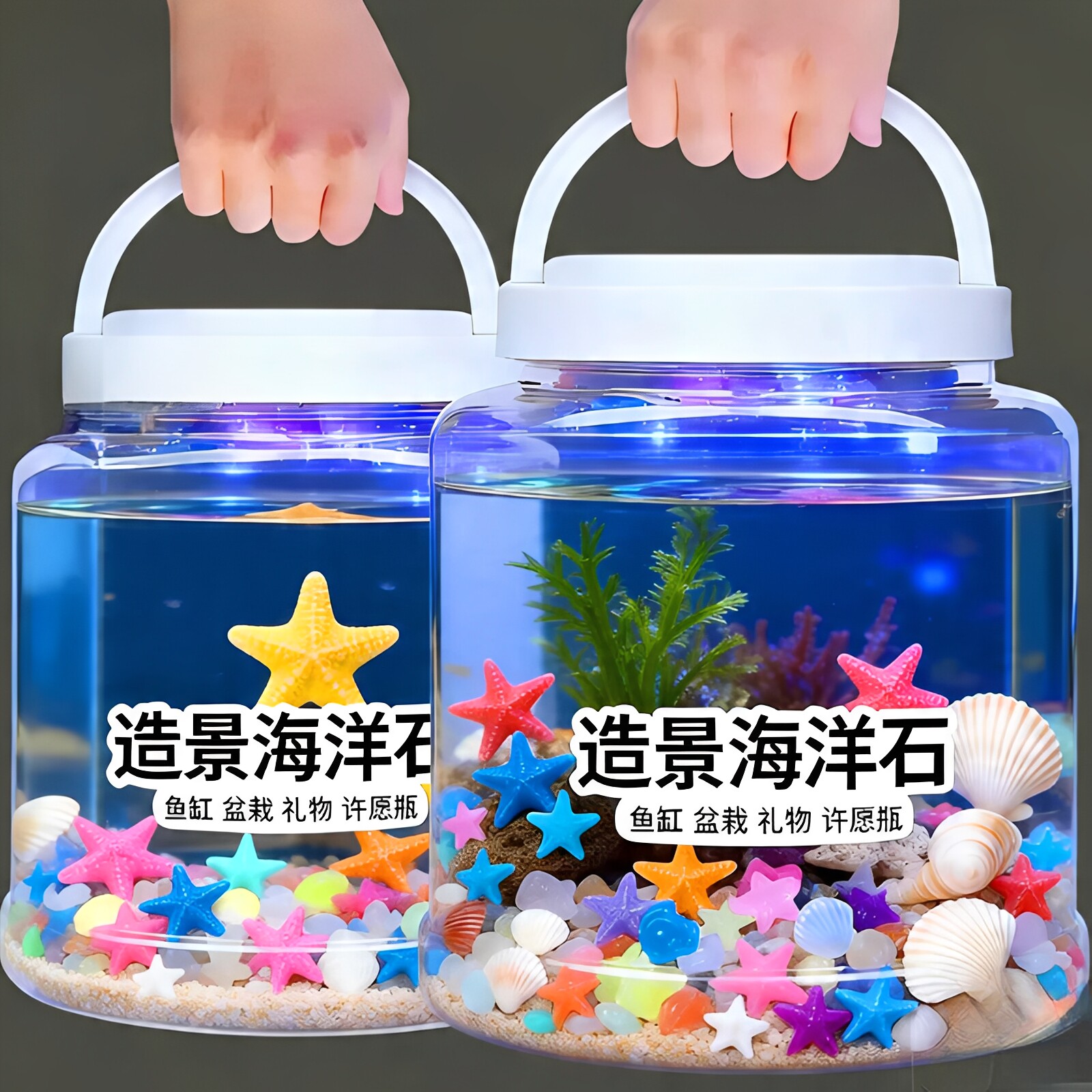 发光宝石玩具儿童沙滩贝壳挖宝海洋动物水族造景石头夜光宝石