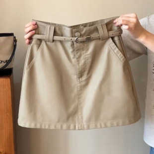 皮裙女2025秋冬季新款高腰显瘦a字短裙洗水pu皮短裙包臀半身裙潮