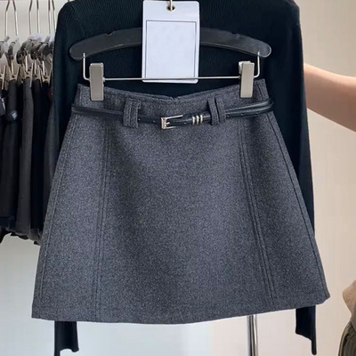 羊毛呢a字半身裙女2025秋冬款