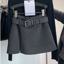 裙 半身裙侧开叉短裙高腰显瘦百搭防走光裤 毛呢裙裤 女2025秋冬新款