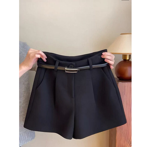 高腰黑色西装短裤女2025春秋新款