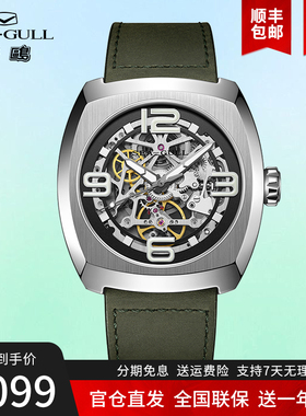 海鸥表男表街霸镂空潮流个性酒桶形男士夜光全自动机械手表6167HK