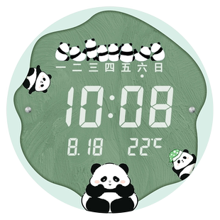 熊猫挂钟客厅家用钟表2026新款儿童静音时钟卡通可爱挂表挂墙装饰