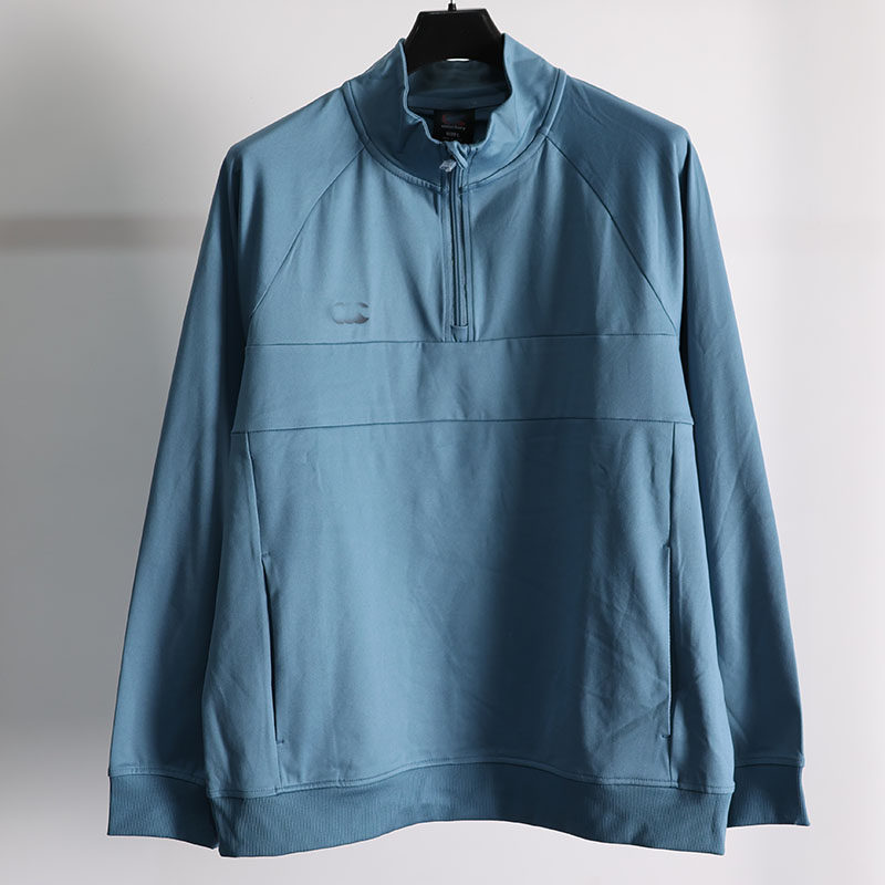 男士蓝色立领半拉链运动卫衣