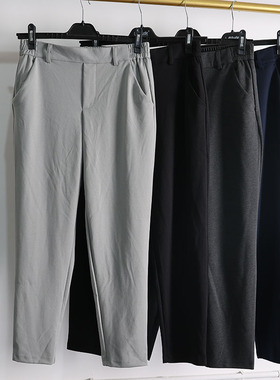 春秋质感时尚百搭休闲裤女 设计感修身显瘦收腰弹力直筒长裤E104