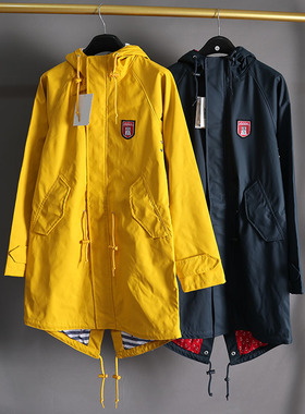 秋冬中长款户冲锋衣女 防风防水保暖修身连帽长袖雨衣风衣外套D74