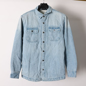 外套男长袖 冬季 加绒复古水洗牛仔衬衫 翻领宽松休闲潮流夹克青年