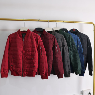 多色鹅绒外套 立领飞行夹克休闲运动羽绒服 90绒男士 短款