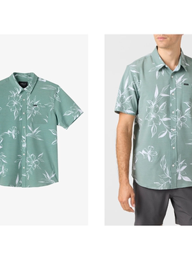 24 UPF50夏潮牌薄款沙滩海边度假防晒弹力短袖衬衫速干衬衣大码