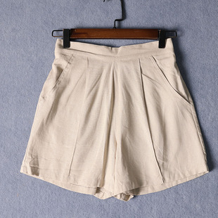 夏女士松紧腰简约宽松百搭短裤 薄款外穿A字棉麻宽松阔腿裤A062