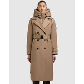 防风防水假两件双排扣收腰保暖棉袄 风衣女 冬季 户外风连帽中长款