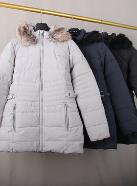 防水系数5000 大码户外保暖棉衣女 冬季防风防水中长款大毛领棉衣