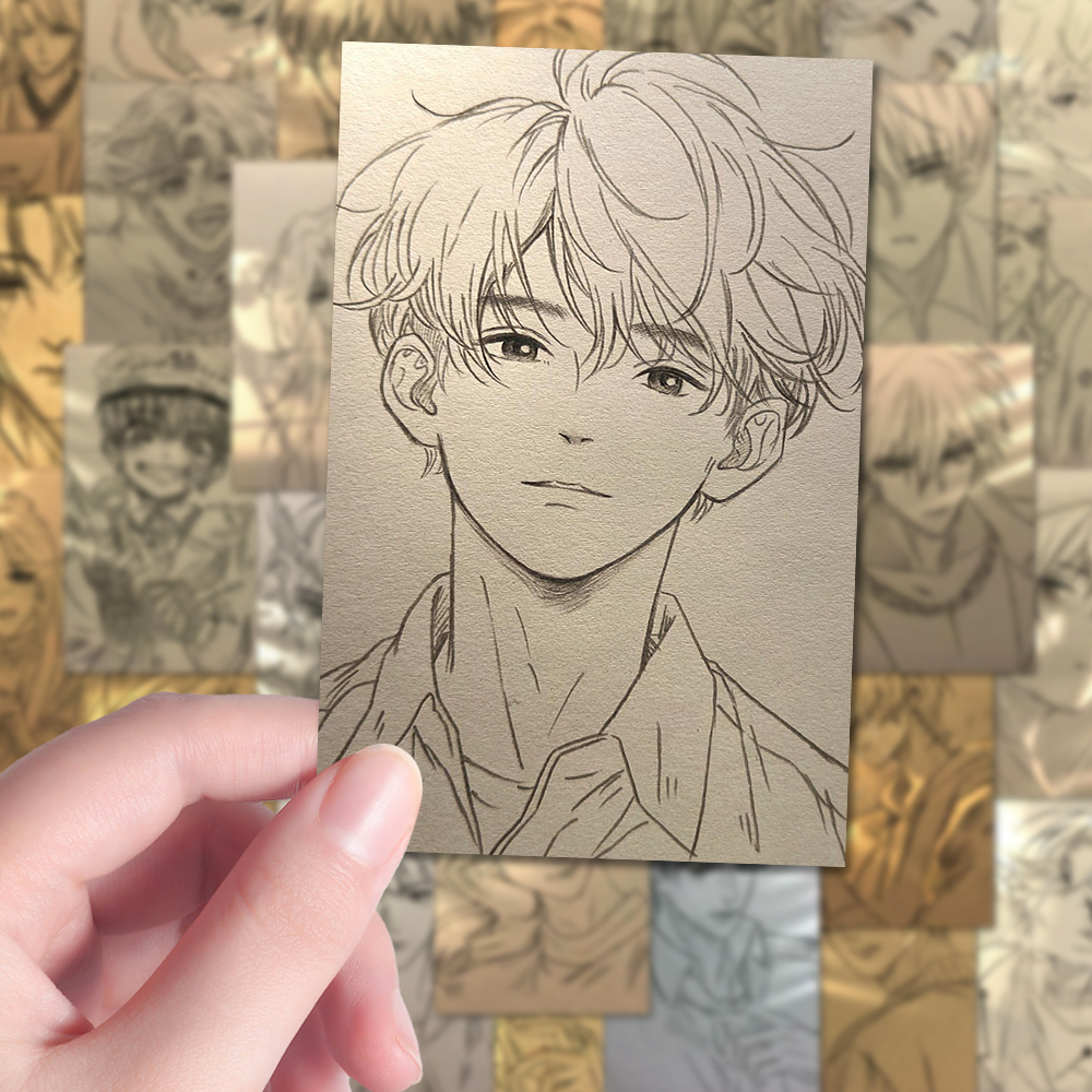 96张少年素描临摹贴纸氛围线稿绘画创意个性美术生学习自粘笔记本