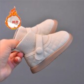 女宝宝袜子靴秋冬韩版 潮 短筒皮靴小童短靴公主靴子婴幼儿加绒棉鞋