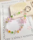 原创水晶双面花短手机链挂绳2026新款 超透超闪5A水晶珠NIS风 爆款