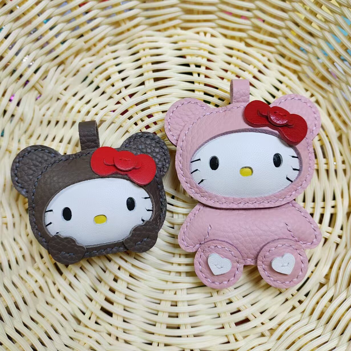真皮包包挂件小熊Kitty变装猫女包挂饰汽车钥匙扣纯手工制作