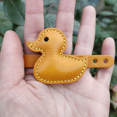 真皮包包挂件小鸭子钥匙扣纯手工制作小挂饰时尚车挂MBOX植鞣皮