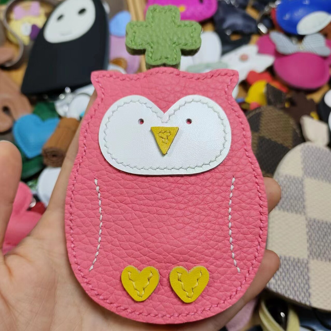 真皮包包挂件猫头鹰钥匙包纯手工制作可定做颜色