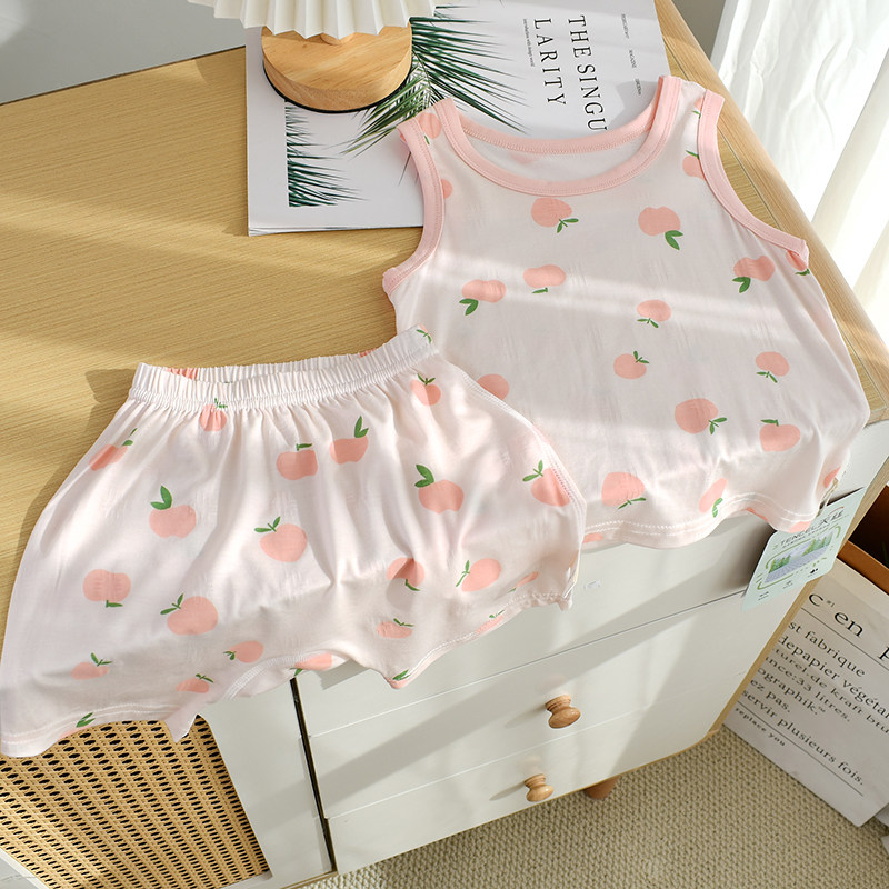 婴儿背心大PP短裤套装夏季薄莫代尔睡衣男女宝宝空调服两件套夏装