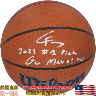 美国代购 小牛队 弗拉格 亲笔签名带铭文 亲签篮球 Fanatics认证