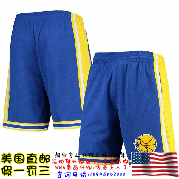 美国代购勇士队 MitchellNess 96赛季 Swingman球迷版运动球裤