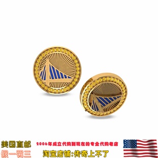 美国代购 定制 勇士队 2022年总决赛总冠 纯银镀金徽标袖扣