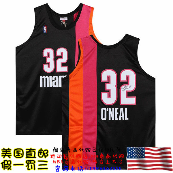 美国代购 热火队 大鲨鱼 奥尼尔 亲笔签名 球员版 亲签球衣