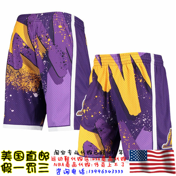 美国代购湖人队 MitchellNess Hyper Hoops Swingman球迷版球裤