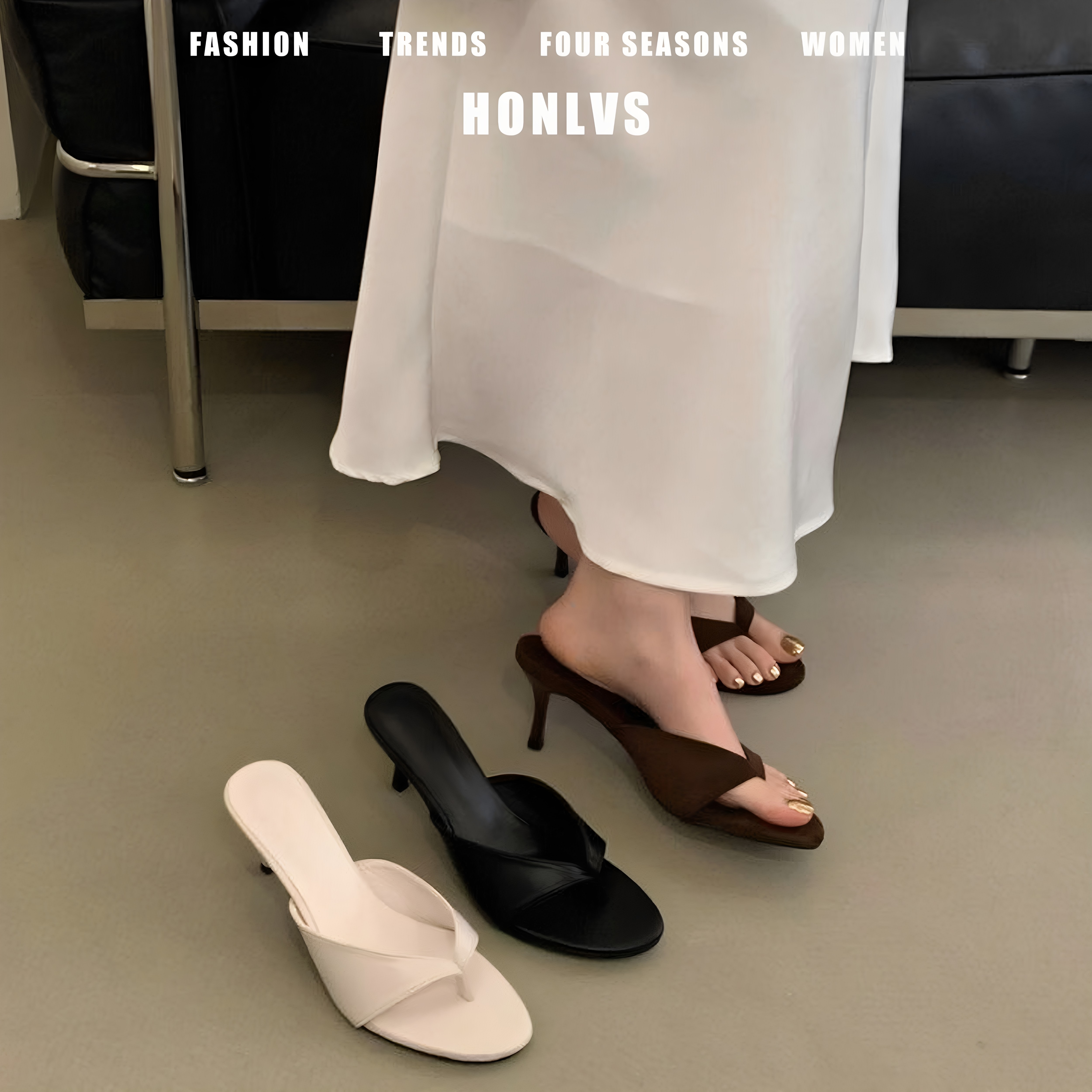 韩国夹趾人字拖女夏季外穿2026新款高级感细跟高跟露趾凉鞋不累脚