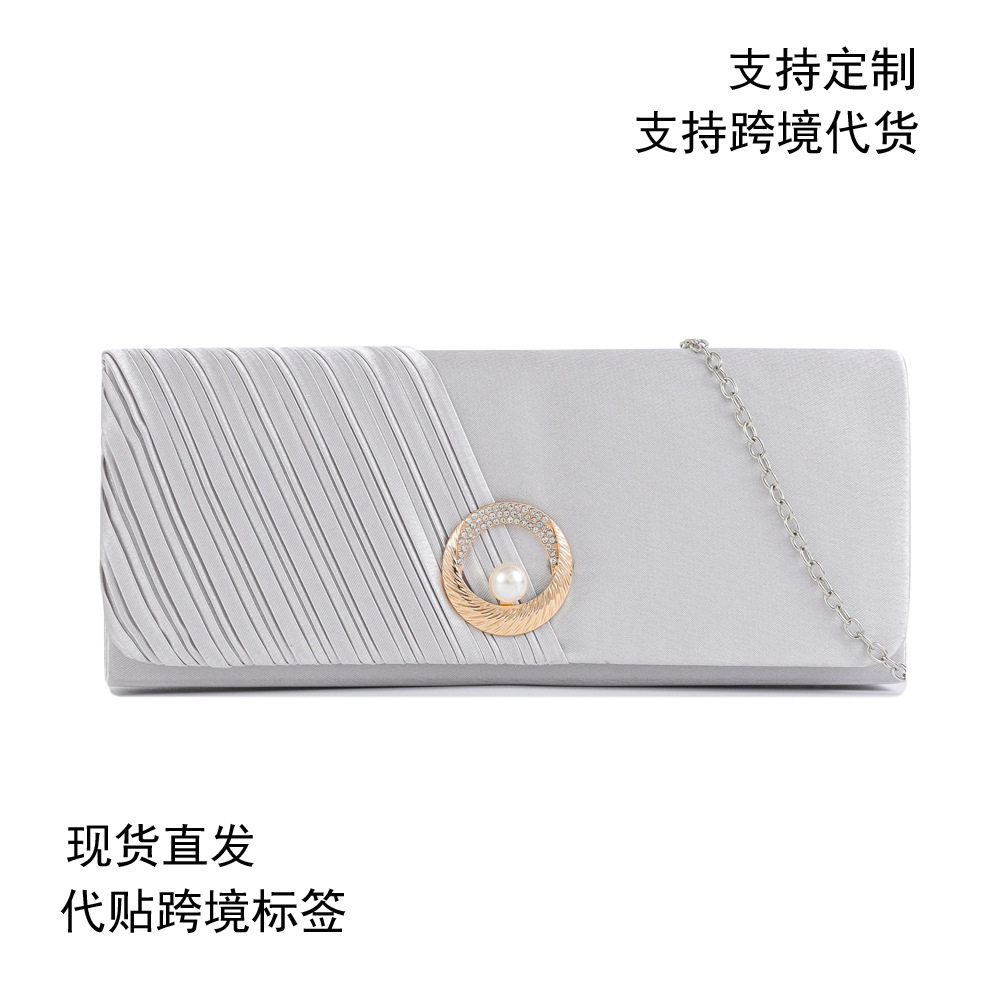 欧美风格色丁绸缎珍珠女