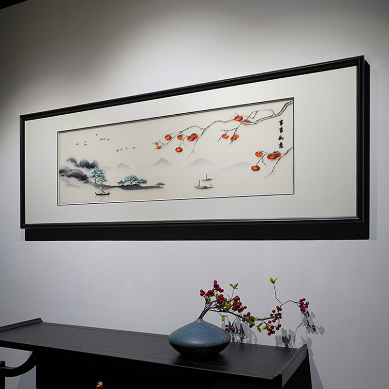 书房卧室客厅横幅苏绣挂画手工刺绣事事如意新中式高端成品装饰画