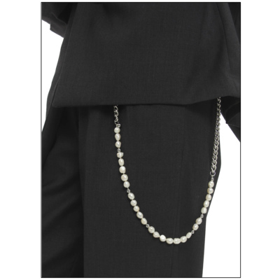 WACKYE 简约百搭天然巴洛克珍珠裤链腰链女腰带牛仔金属配饰