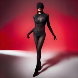 「浩瀚」油亮300斤连体丝衣中间拼接线全包丝袜五指免脱连体黑丝