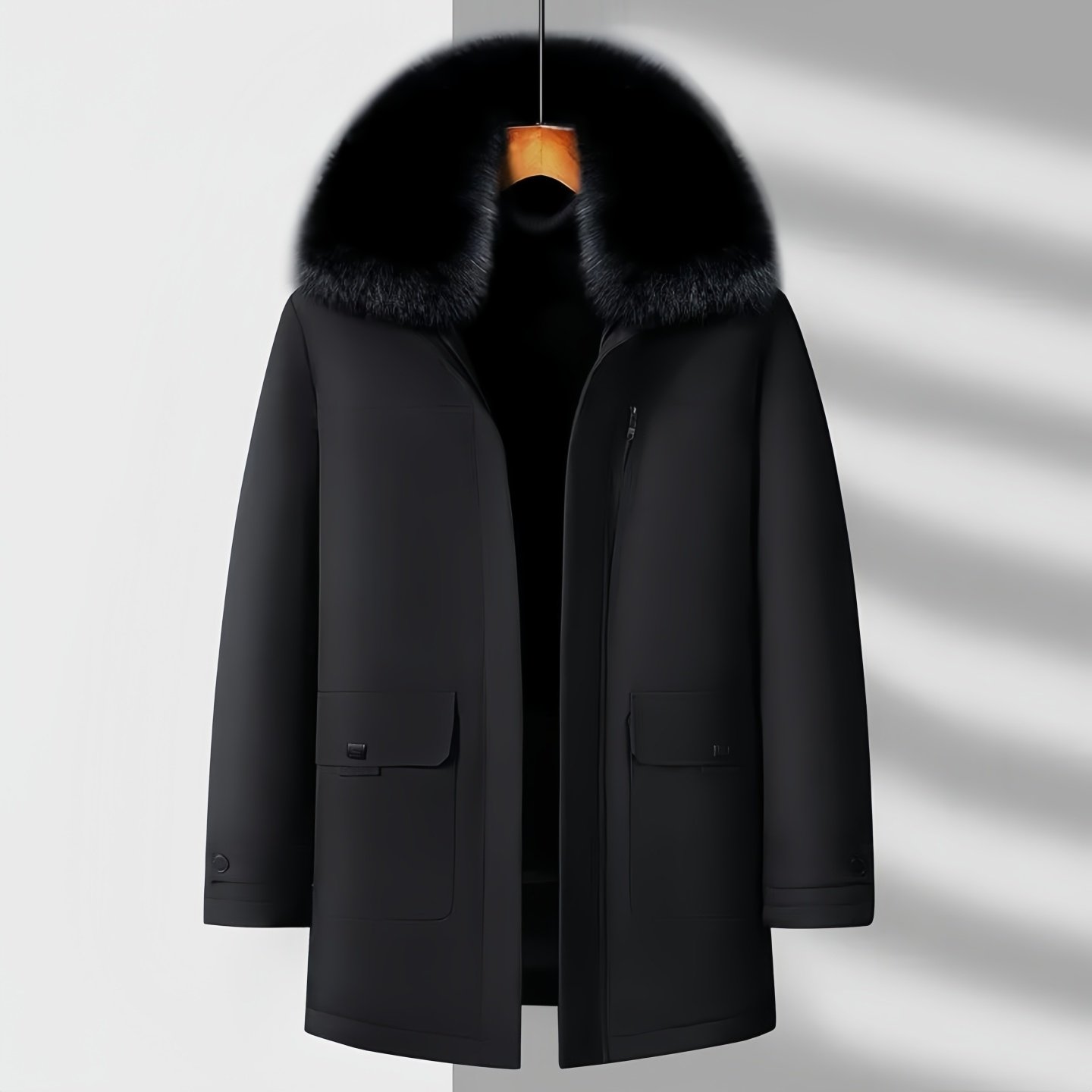 皮尔卡丹中老年加厚羽绒服男高档鹅绒中长款脱卸内胆爸爸冬装外套