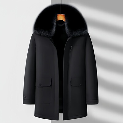 鹅绒脱卸内胆加厚皮尔卡丹羽绒服