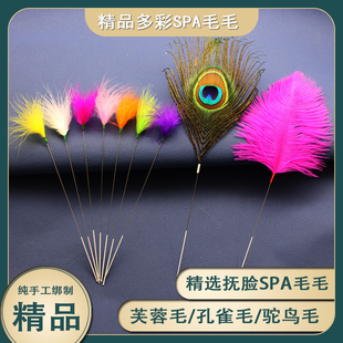 大号孔雀毛银针驼鸟毛芙蓉毛软毛SPA抚脸毛孔雀羽毛专业采耳工具