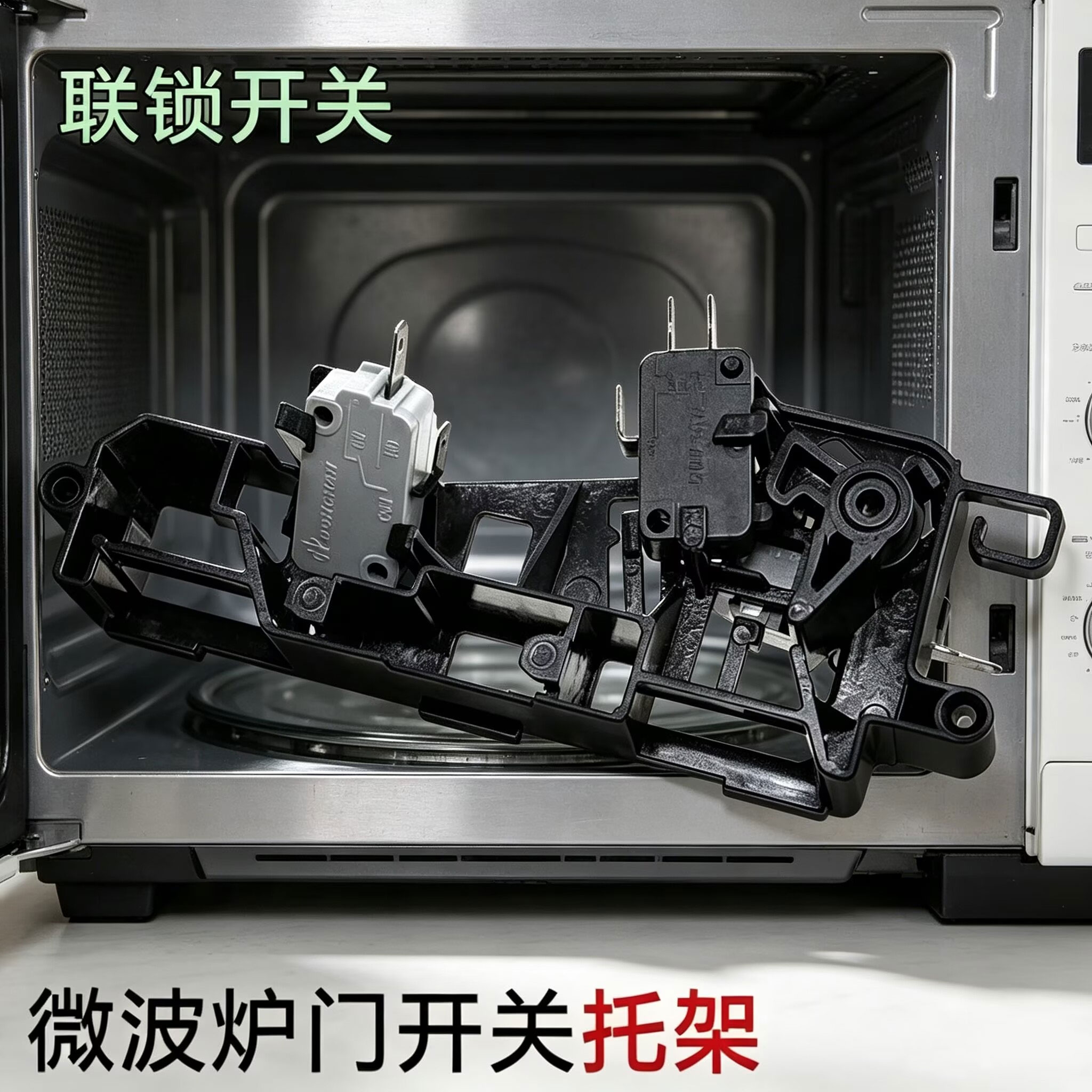 适用美的微波炉配件M1-211A/L213C/L201BM/MM721NG联锁支架门托架图片