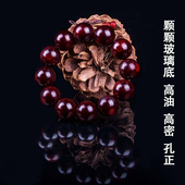 正宗印度犀牛角小叶紫檀手串男士 佛珠玻璃底老料木料手链女108颗