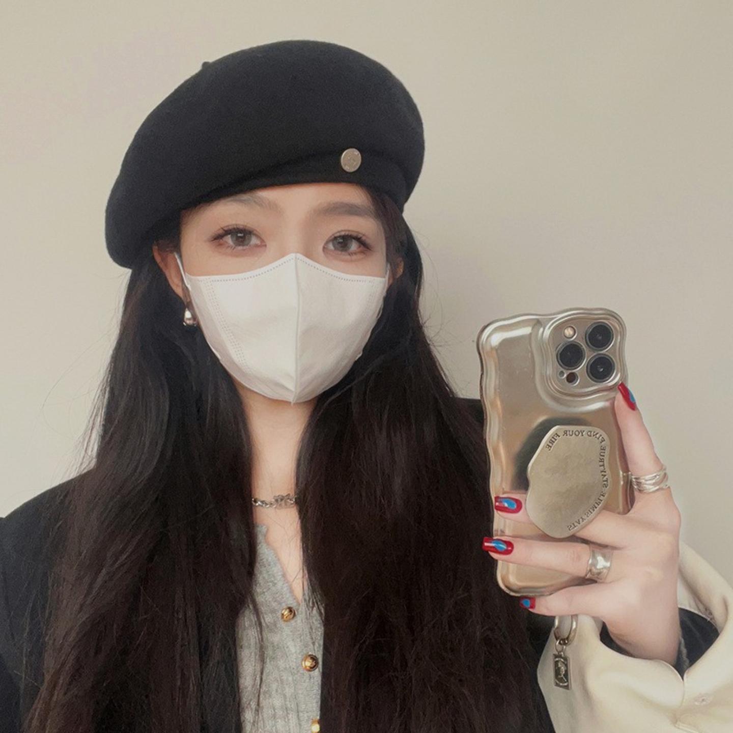 羊毛呢大头围贝雷帽八角帽女秋冬帽子女士冬显脸小帽子女款画家帽