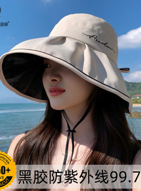 夏季防紫外线黑胶防晒遮阳帽子女