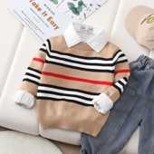 英伦风潮流男女宝宝中大童套头毛衣 春秋新款 儿童洋气针织衫 长袖