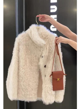 羊羔毛皮毛一体外套女2025新款秋冬高级感小个子短款皮草毛毛大衣