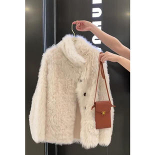 羊羔毛皮毛一体外套女2025新款 皮草毛毛大衣 秋冬高级感小个子短款