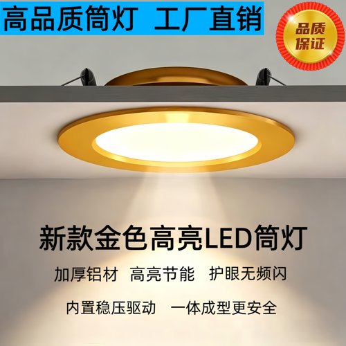 超亮节能金色全铝嵌入式LED筒灯