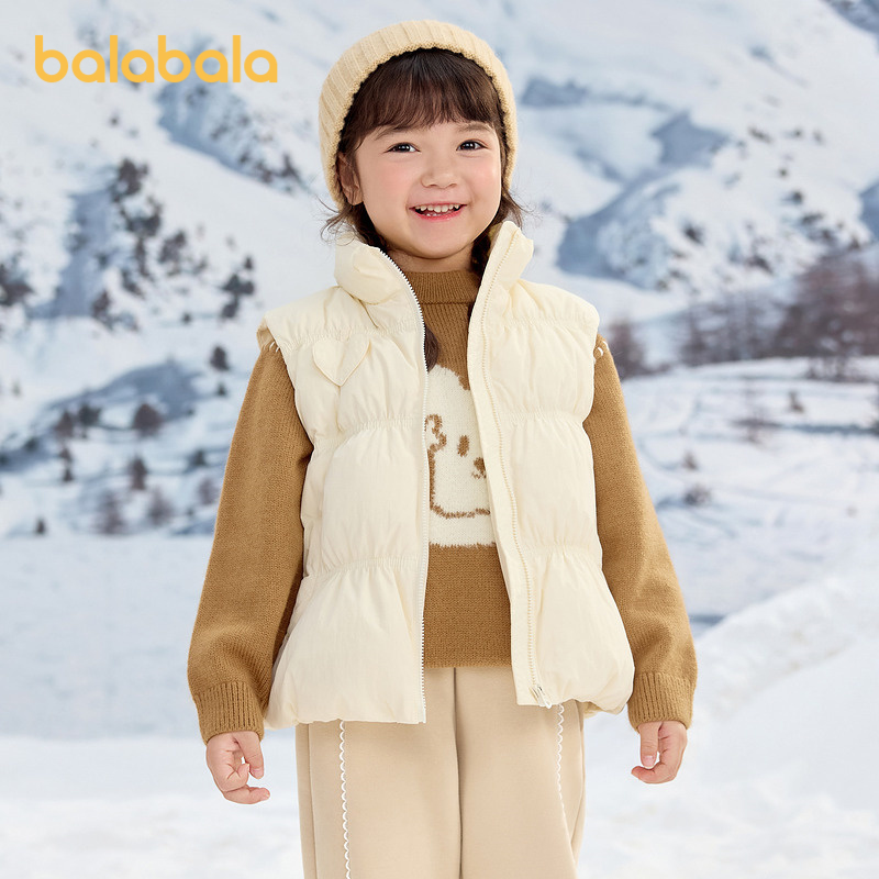 巴拉巴拉马甲女童皱感立领外套潮