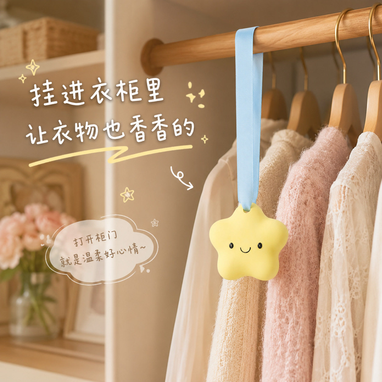 萌趣奶黄幸运星石膏挂件
