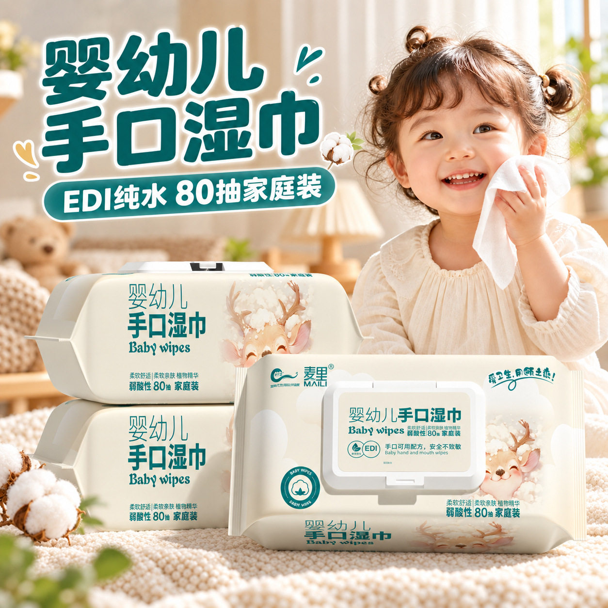 儿童手口湿巾温和清洁