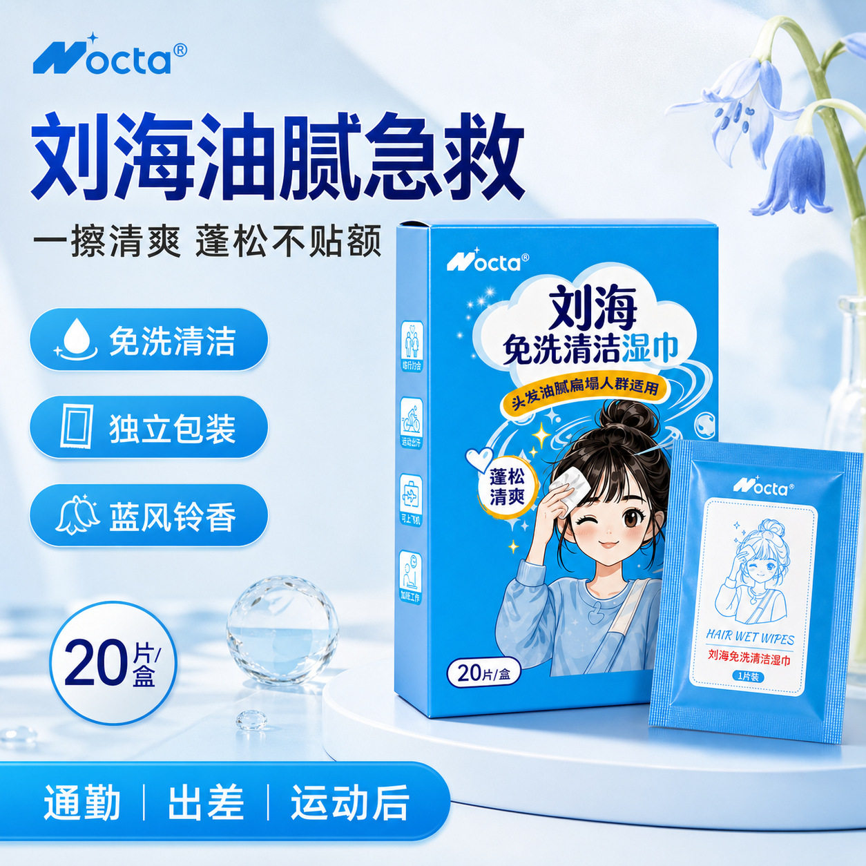 便携刘海免洗温和蓬松清洁湿巾