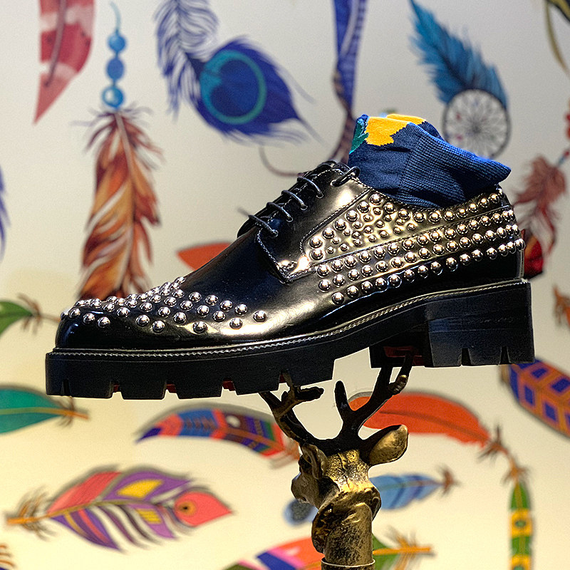 JINIWU吾倪季2025铆钉厚底鞋系带增高男鞋朋克潮人皮鞋松糕牛皮鞋,流行男鞋,正装皮鞋,淘宝优惠券,粉丝福利购,淘宝优惠卷