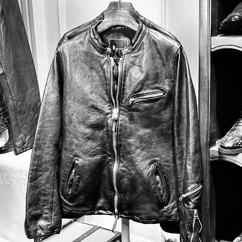 绵羊皮JINIWU水洗皮衣做旧